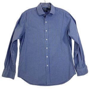 Polo Ralph Lauren Regent Classic Fit Blue Plaid Dress Shirt Men 16 34/35  Preppy